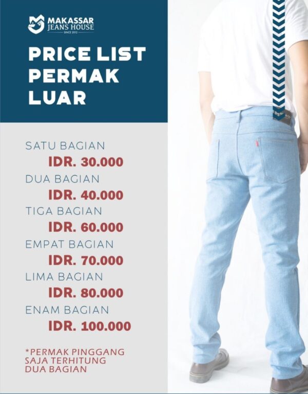 Price List Permak Luar Permak Jeans
